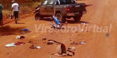  Motocicleta pierde la vida tras chocar con una  camioneta en Virasoro